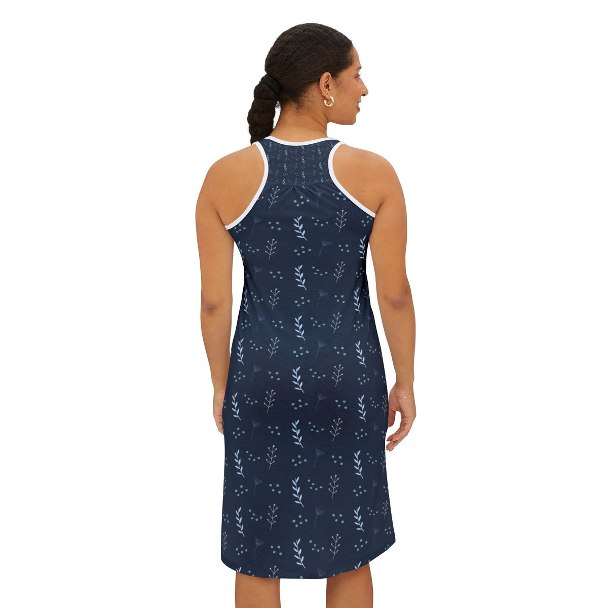 Women’s Sleeveless Midi Dress – Midnight Leaf Racerback Edition by Progressive18
