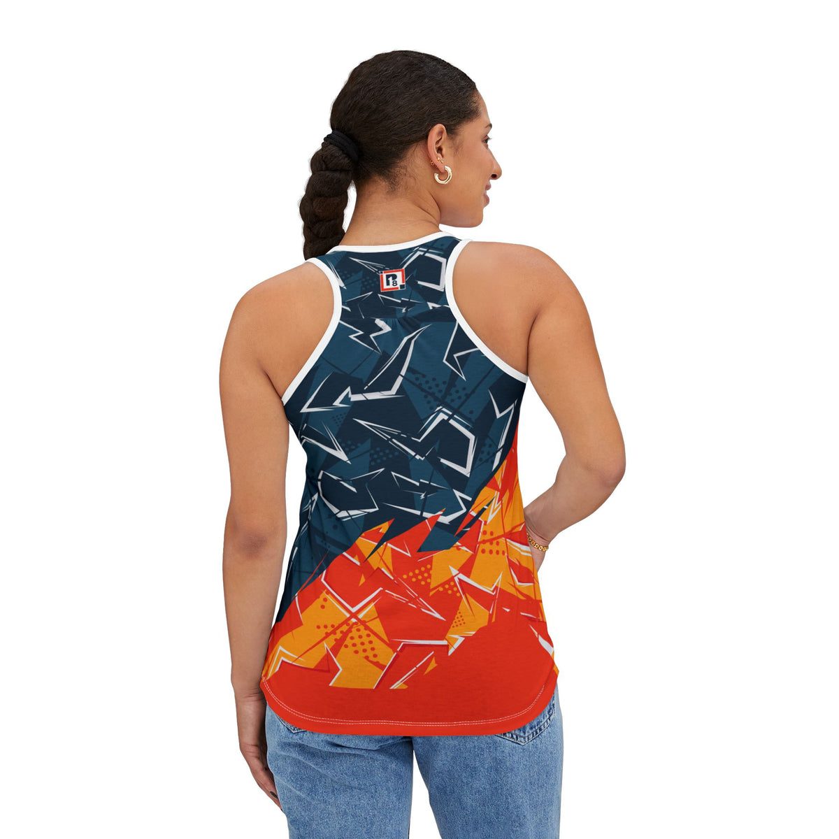 Women's Abstract Graphic Racerback Tank Top – Bold & Performance-Ready