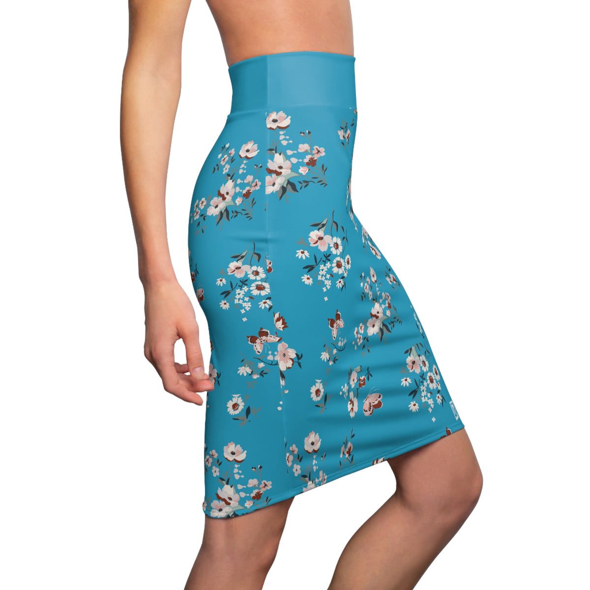 Women’s Teal Floral Bodycon Skirt