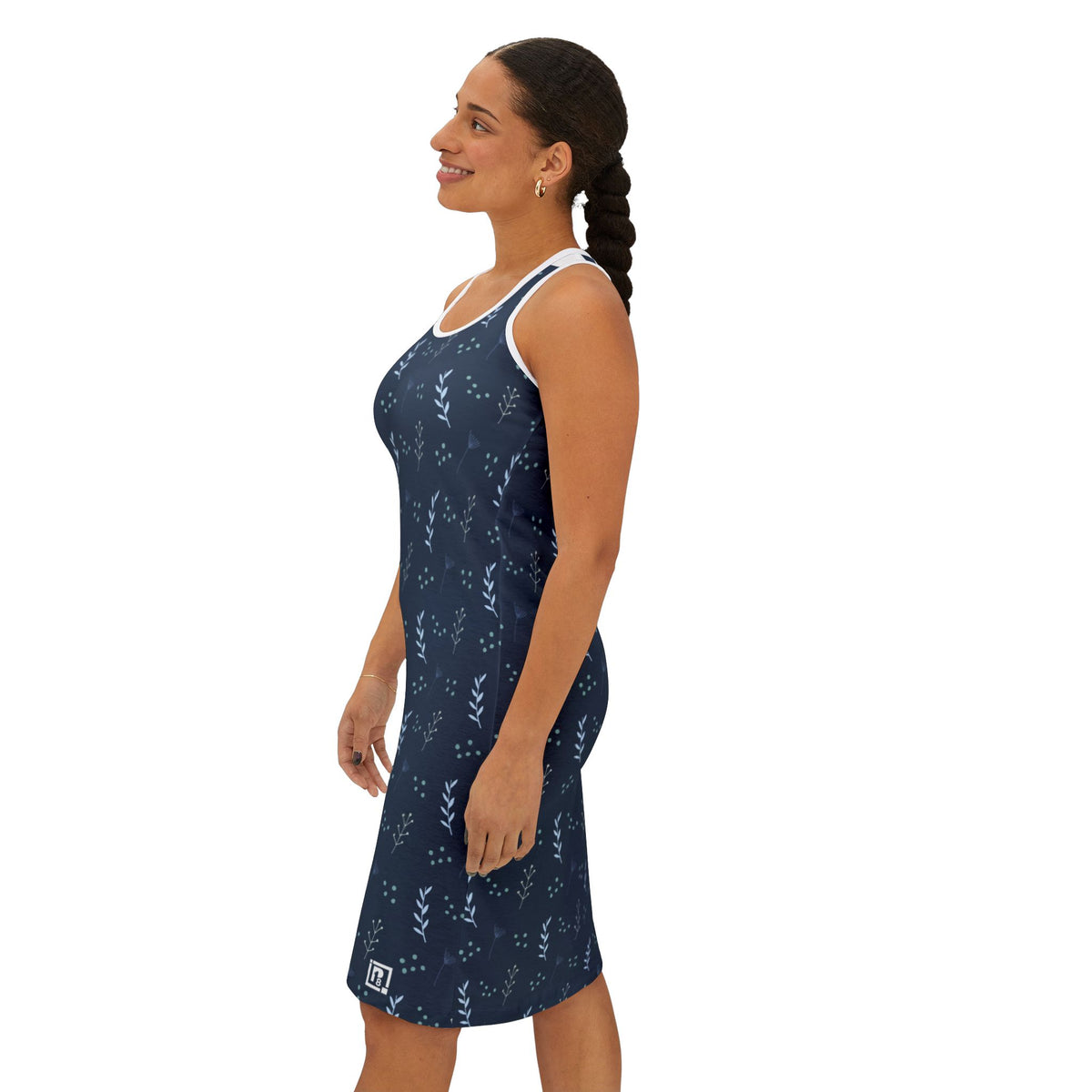 Women’s Sleeveless Midi Dress – Midnight Leaf Racerback Edition by Progressive18