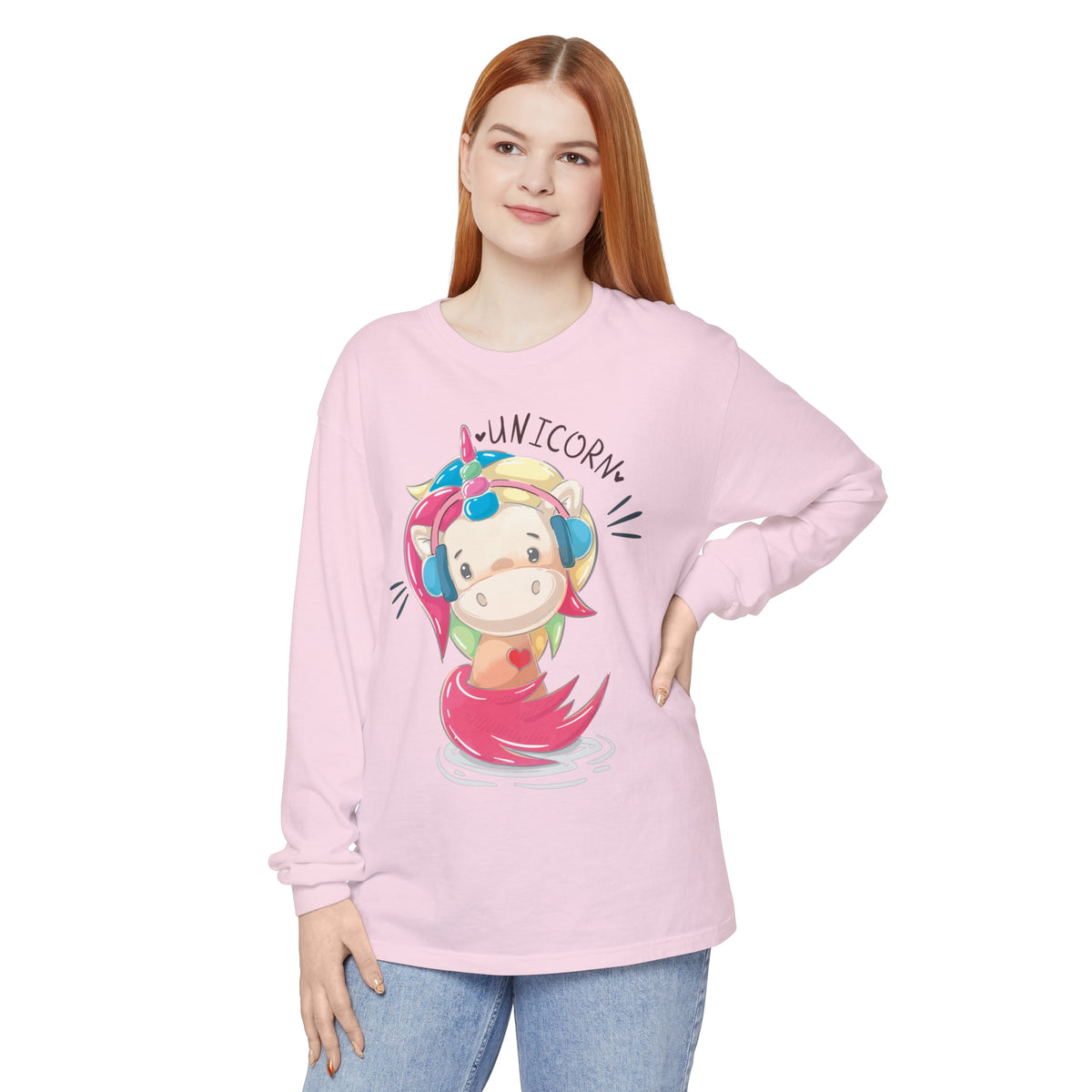 Women's "Unicorn with Headphones" Long Sleeve T-Shirt