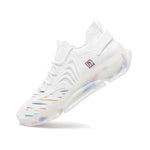 Futuristic Low-Top Mesh Sneakers – White with Multicolor Accents