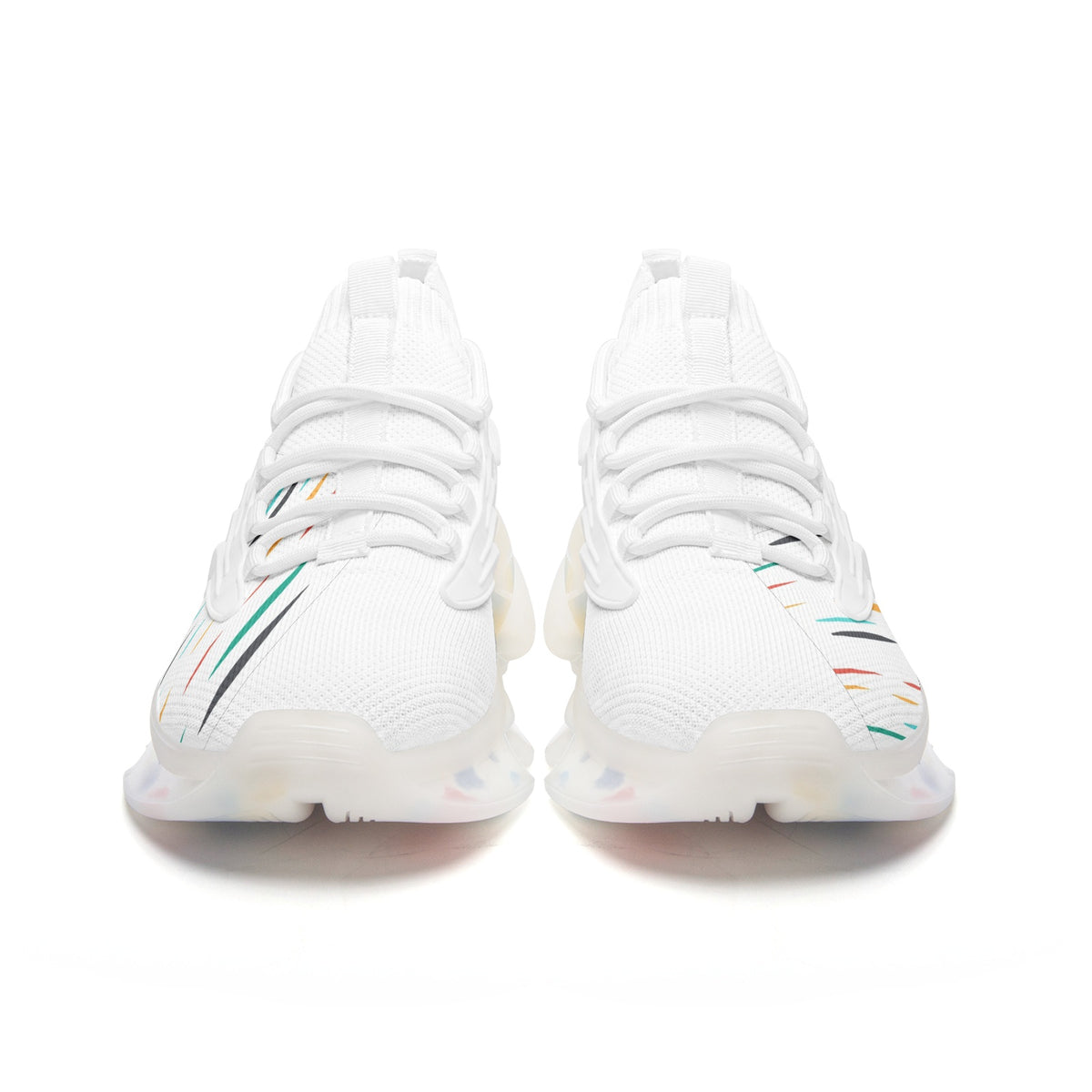 Futuristic Low-Top Mesh Sneakers – White with Multicolor Accents