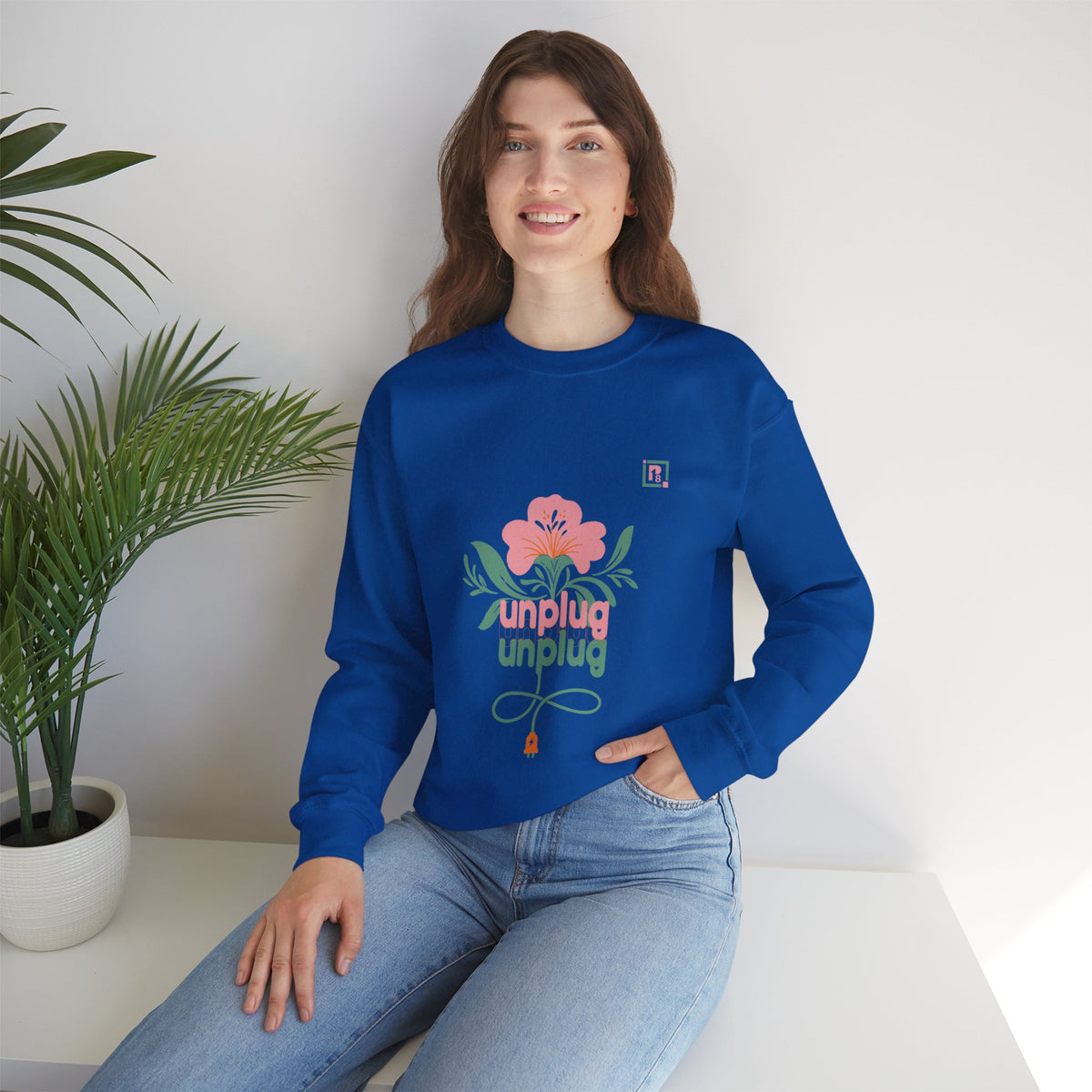 Women's "Unplug Unplug" Floral Sweatshirt