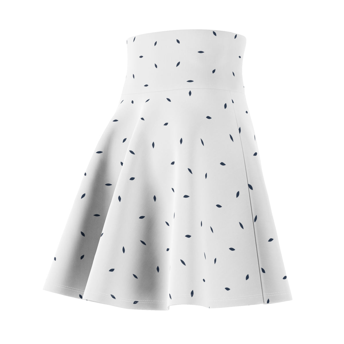 Women’s White Leaf Print Skater Skirt