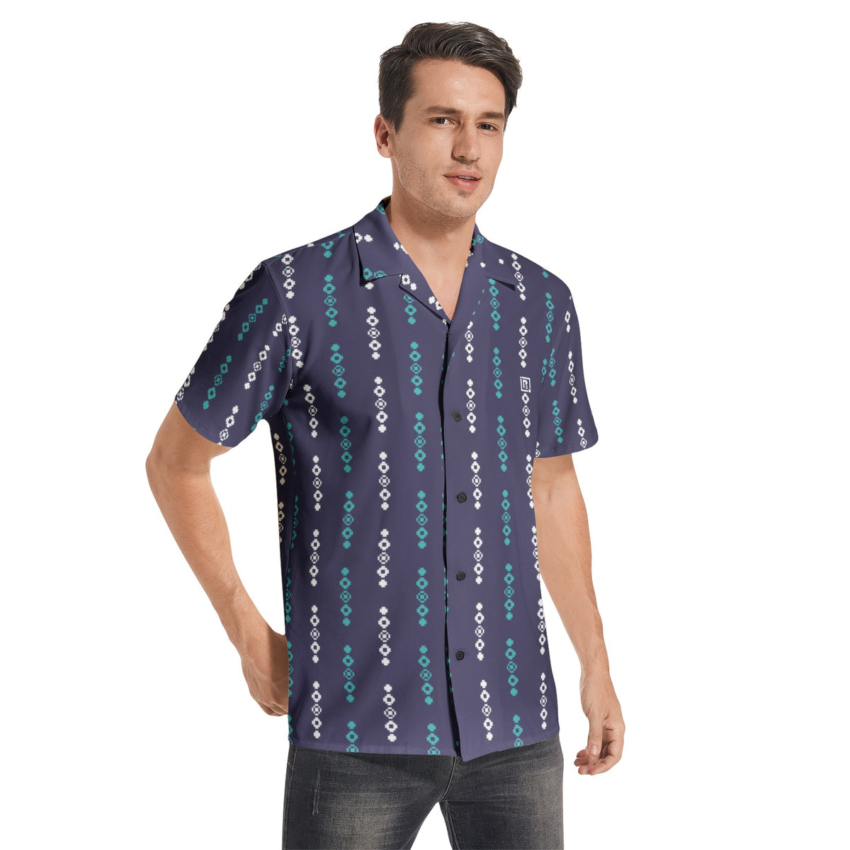 Men's Geometric Print Short Sleeve Shirt