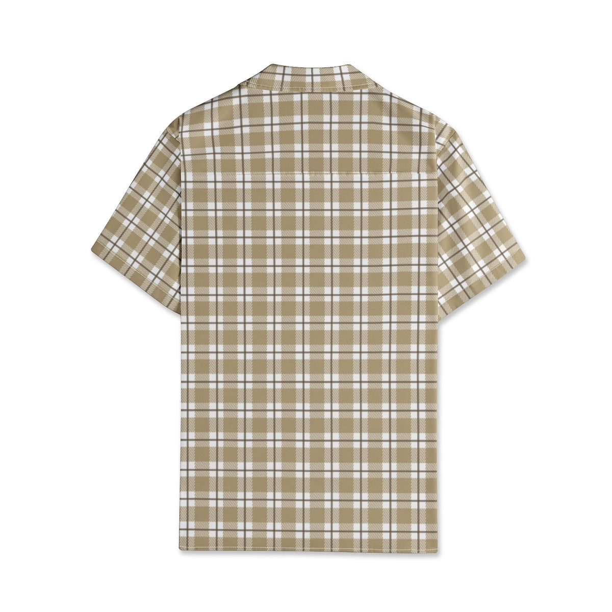 Men’s Beige & White Checkered Short Sleeve Shirt