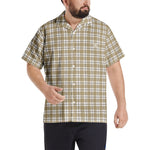 Men’s Beige & White Checkered Short Sleeve Shirt