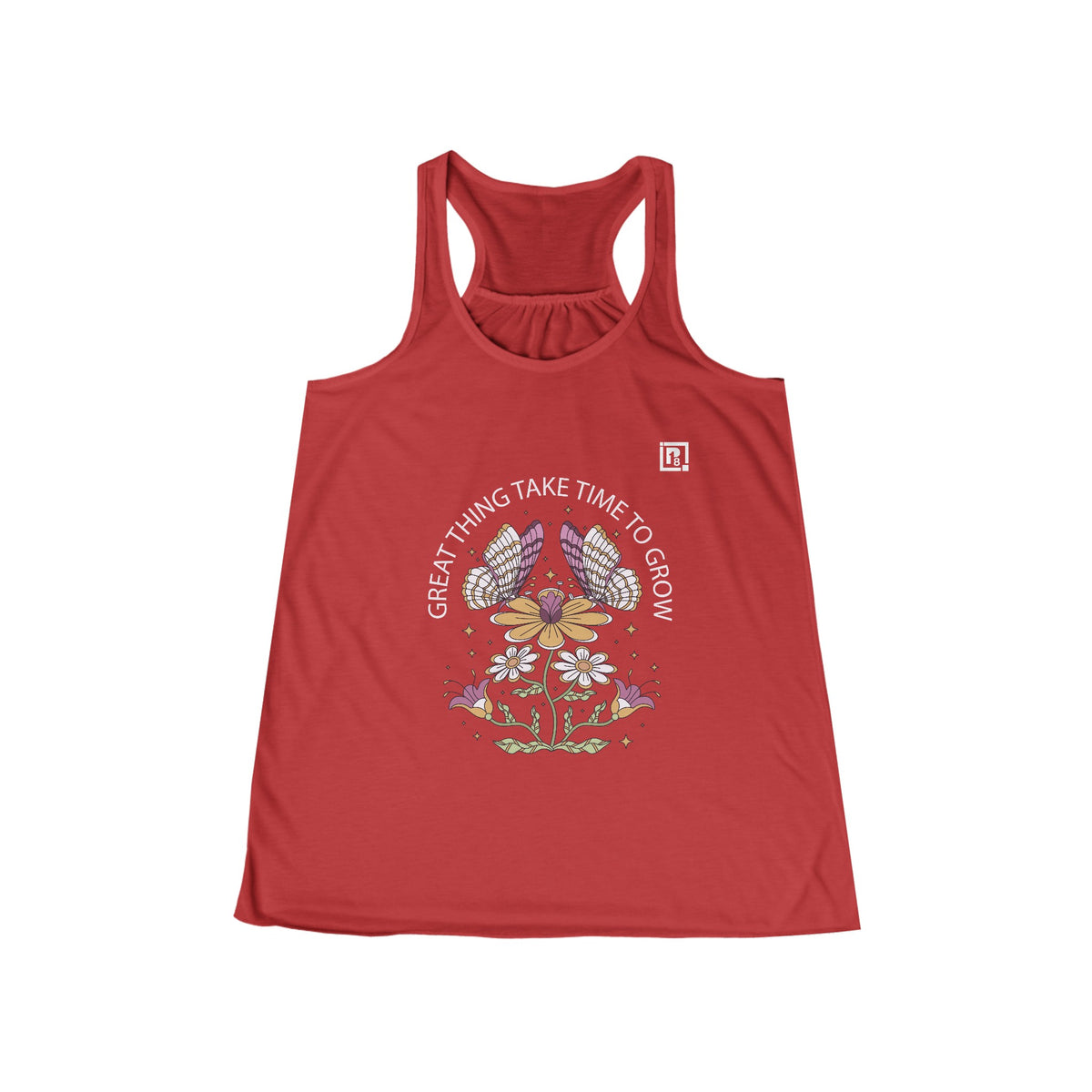 Women's "Great Things Take Time to Grow" Floral Racerback Tank Top – Inspirational & Stylish