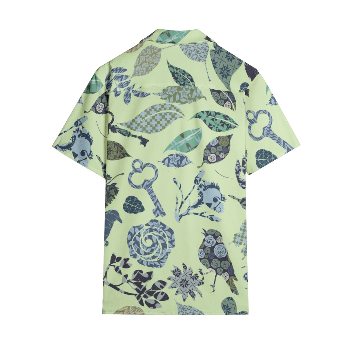 Men’s Pastel Green Artistic Print Short Sleeve Shirt