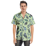 Men’s Pastel Green Artistic Print Short Sleeve Shirt