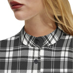 Women's Black & White Plaid Button-Up Shirt – Classic & Timeless