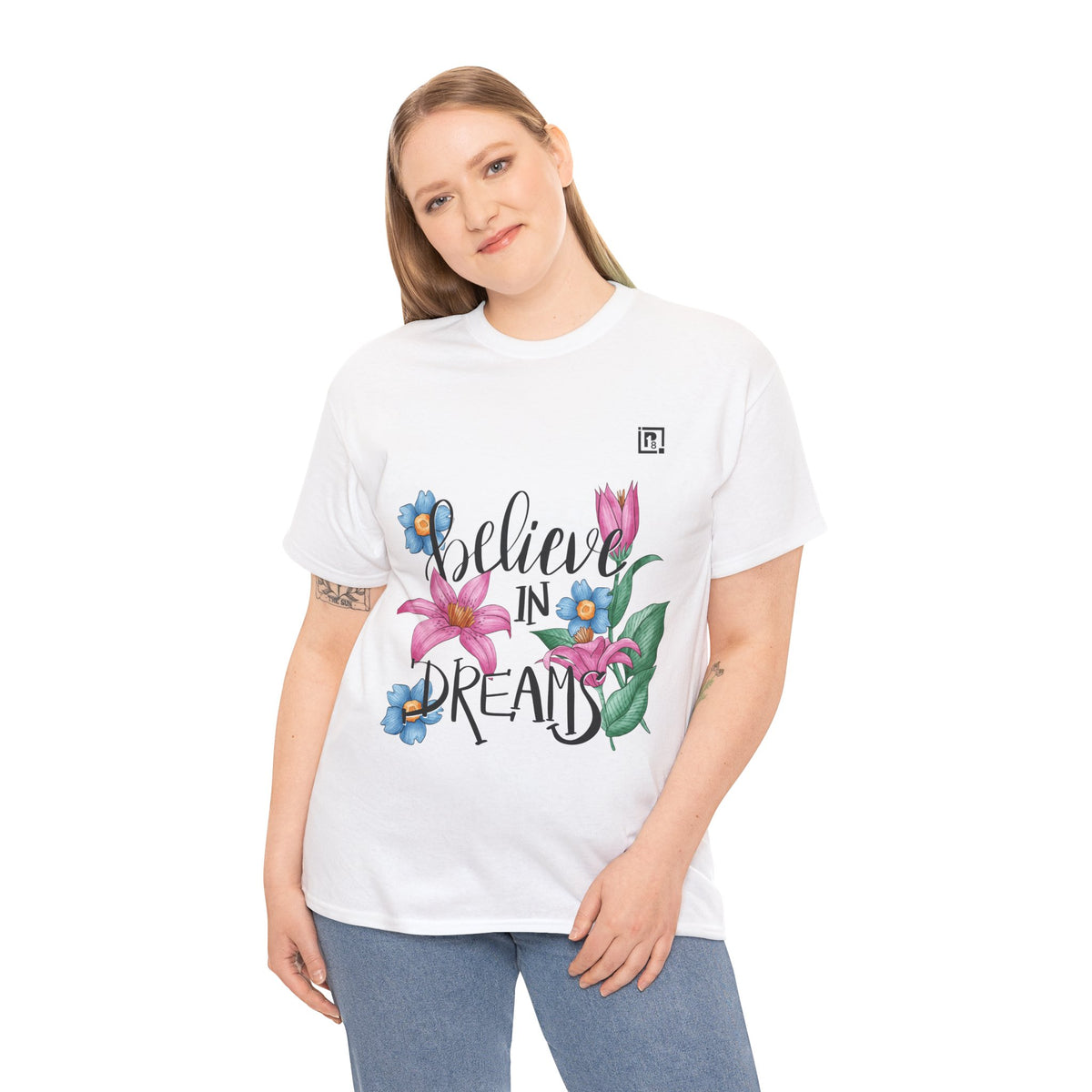 Women’s “Believe in Dreams” Floral Graphic T-Shirt – Inspiring & Stylish