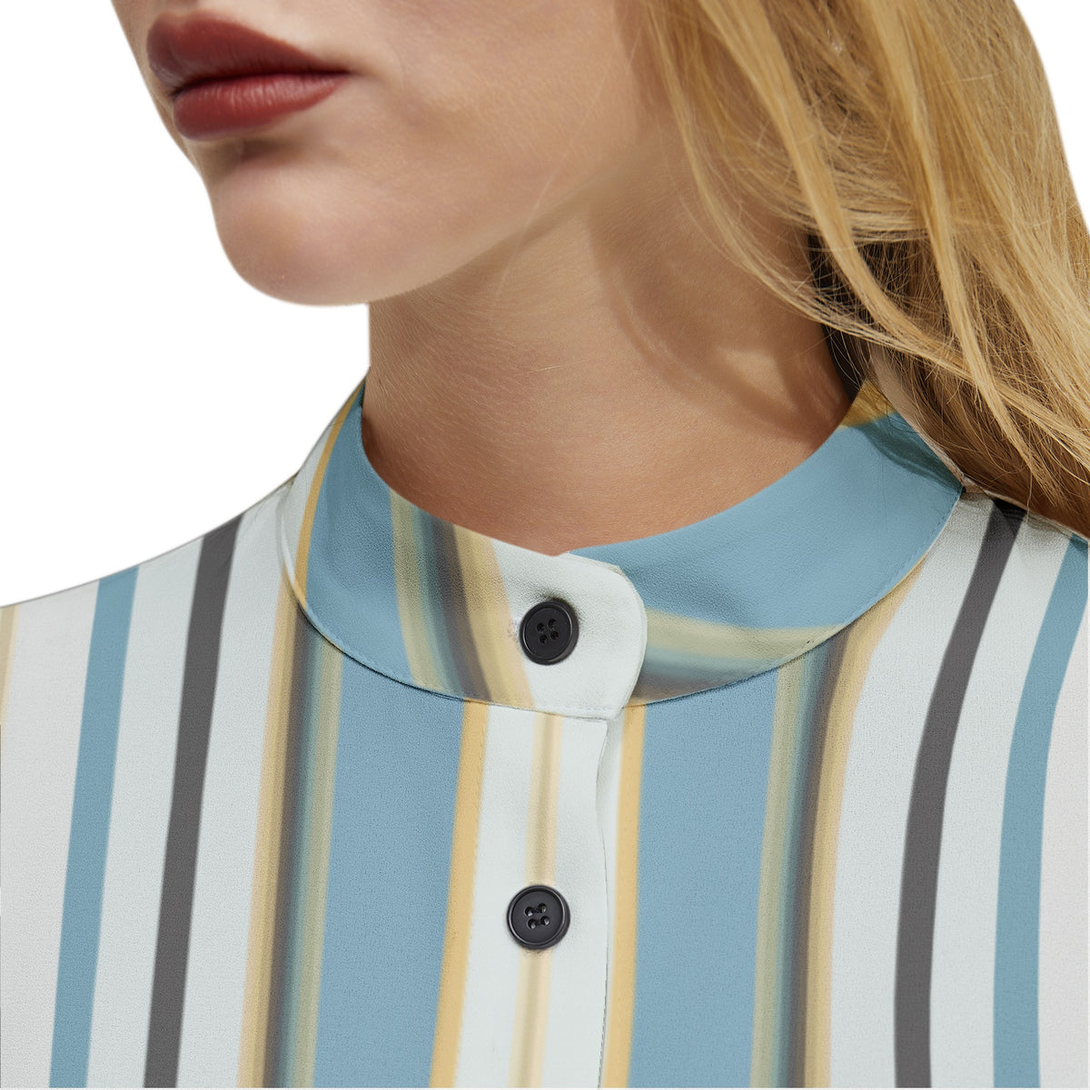 Women’s Pastel Striped Button-Up Shirt – Elegant, Lightweight & Versatile