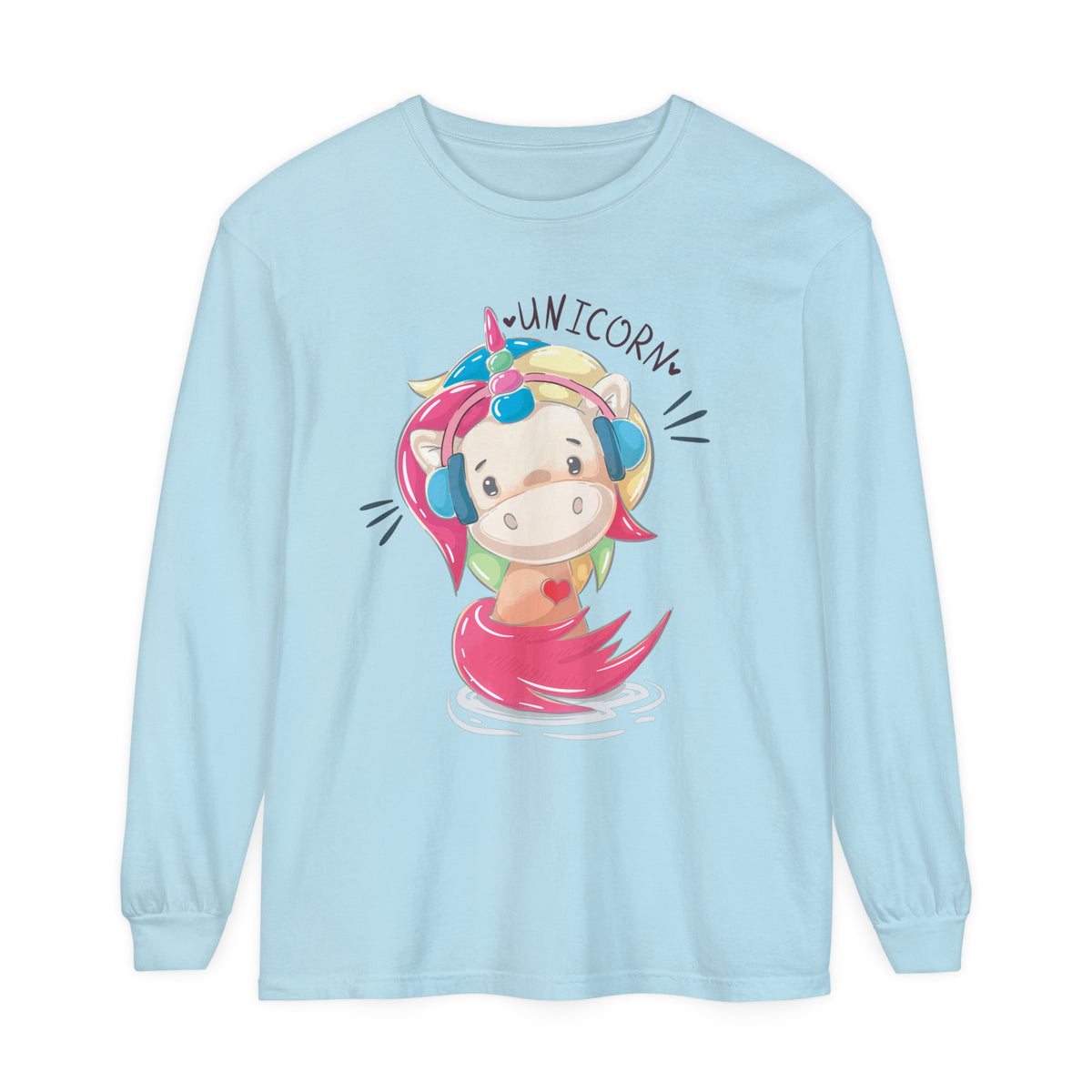 Women's "Unicorn with Headphones" Long Sleeve T-Shirt