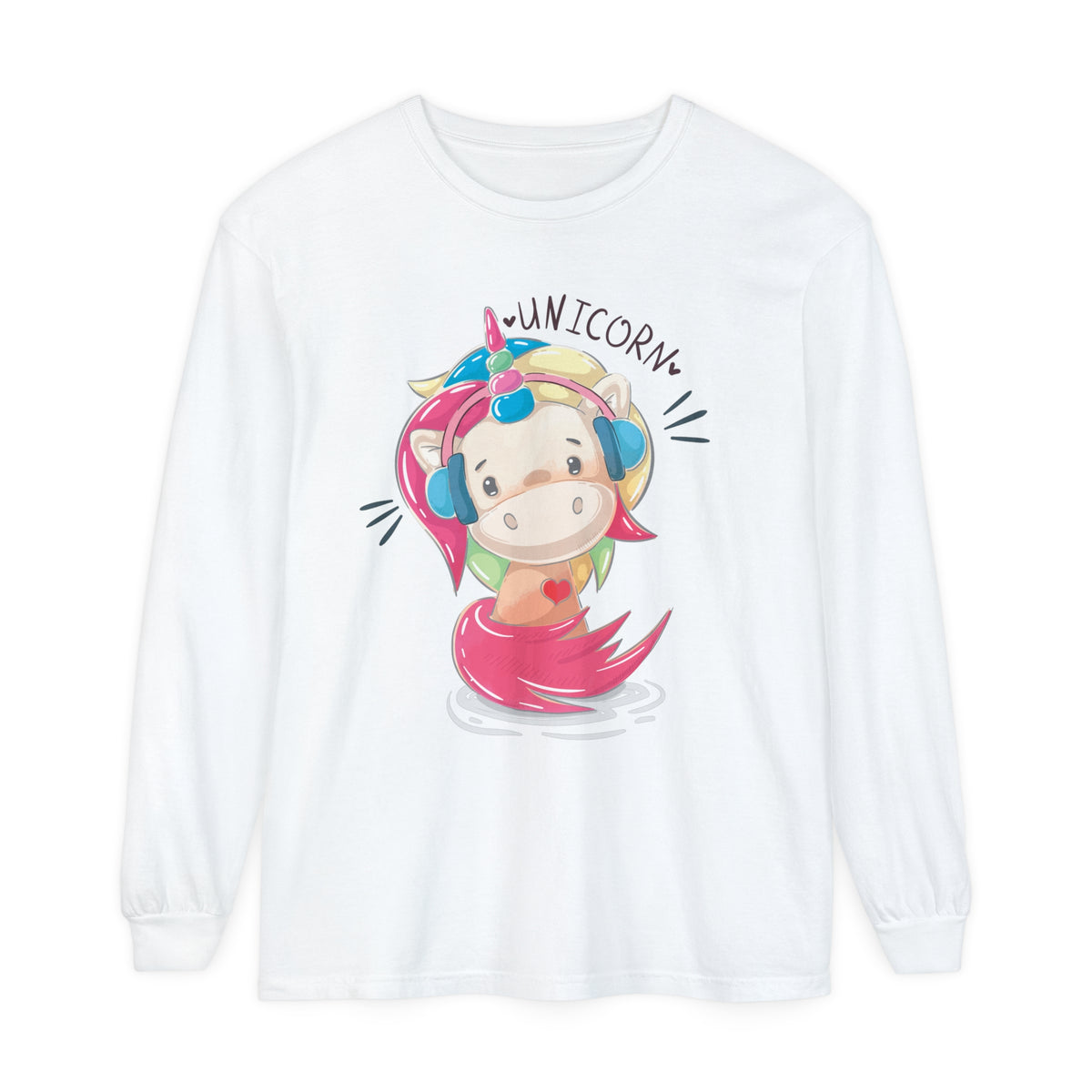Women's "Unicorn with Headphones" Long Sleeve T-Shirt