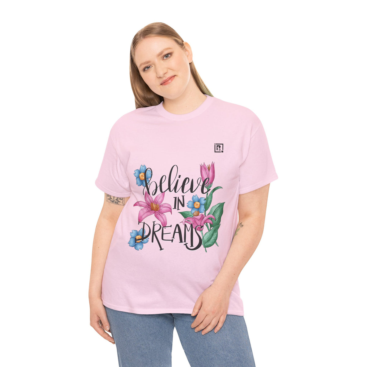 Women’s “Believe in Dreams” Floral Graphic T-Shirt – Inspiring & Stylish