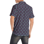 Men’s Short Sleeve Navy Blue Printed Shirt