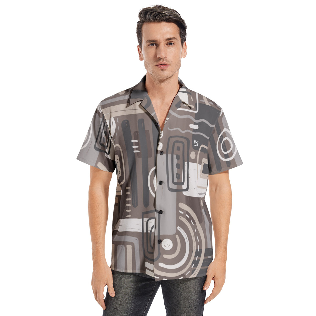 Men's Abstract Print Short Sleeve Shirt