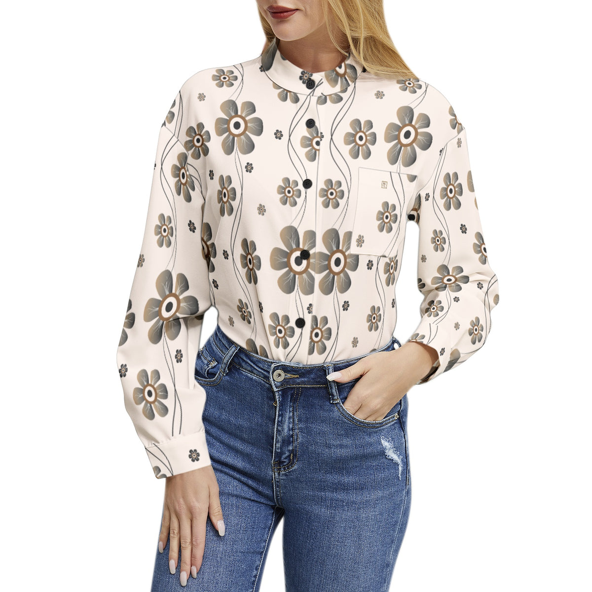 Women's Floral Print Button-Up Shirt – Chic & Elegant