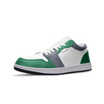 Men's White, Green, and Gray Low-Top Sneakers