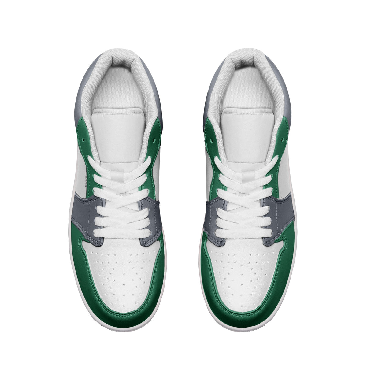 Men's White, Green, and Gray Low-Top Sneakers