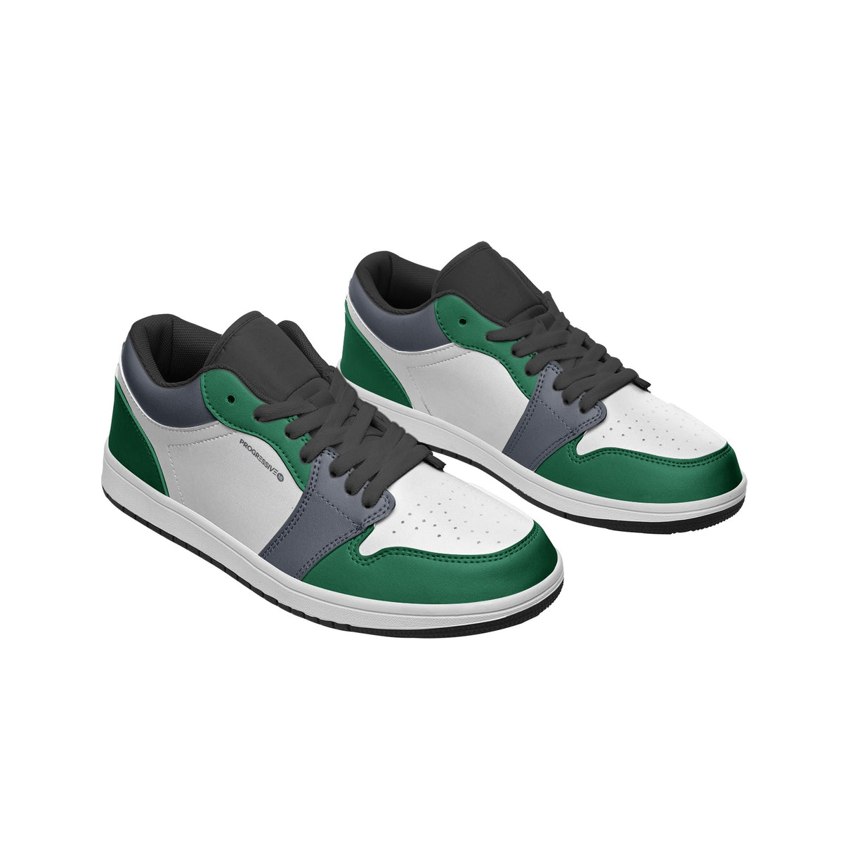 Men's White, Green, and Gray Low-Top Sneakers