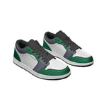 Men's White, Green, and Gray Low-Top Sneakers