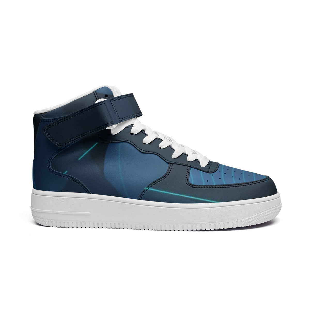 Men's Navy High-Top Sneakers with Velcro Strap