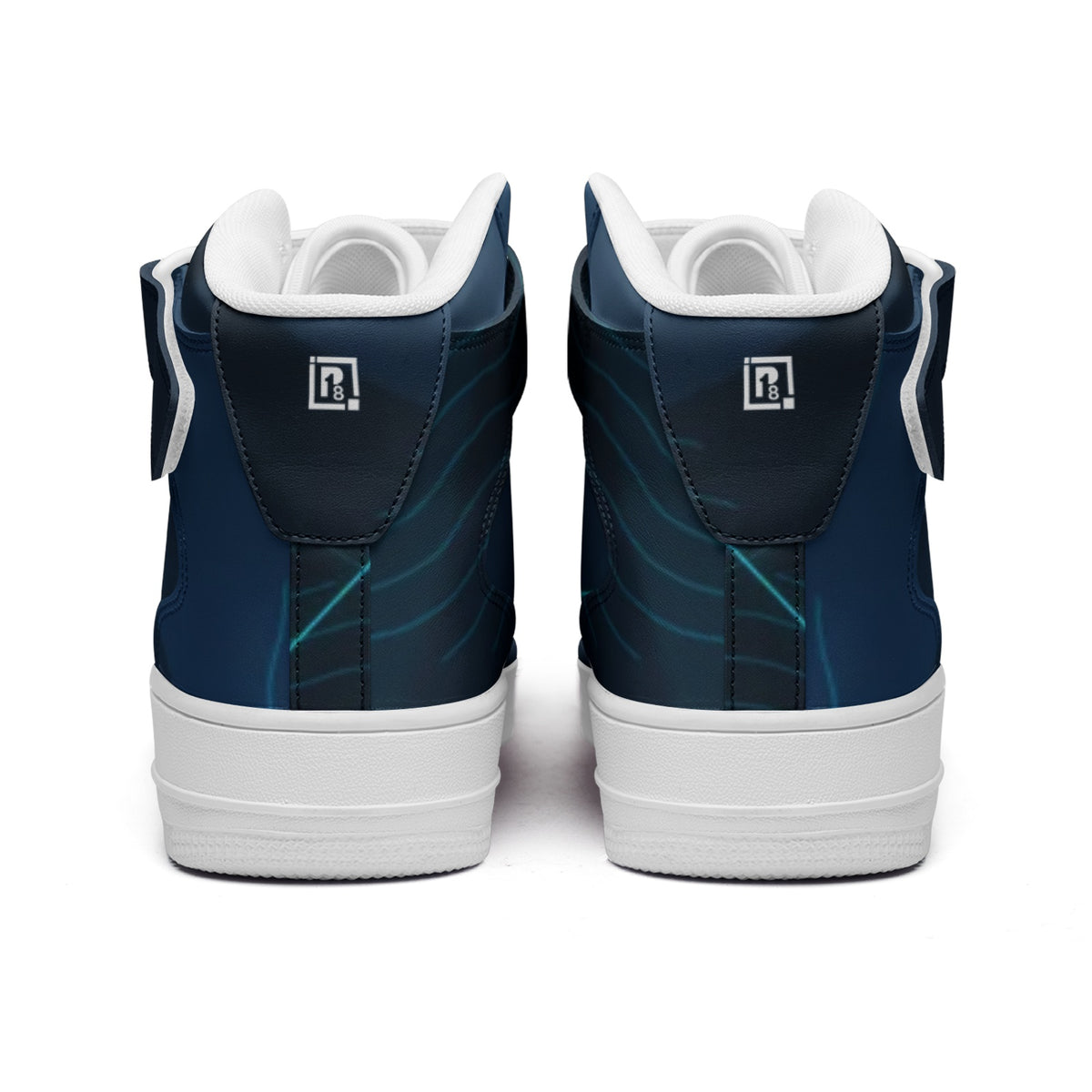 Men's Navy High-Top Sneakers with Velcro Strap