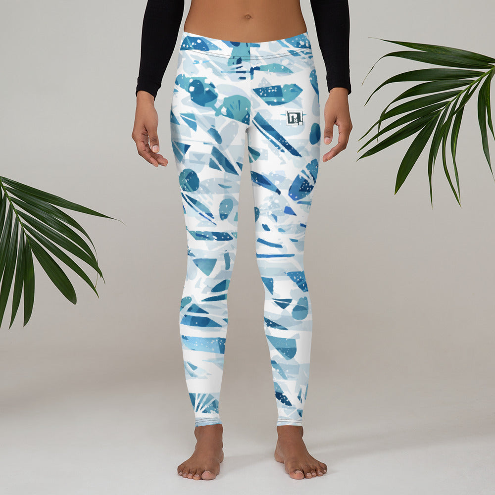 Women’s Blue & White Abstract Print Leggings