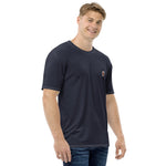 Navy Blue Athletic Crew-Neck Pure Cotton T-Shirt for Men