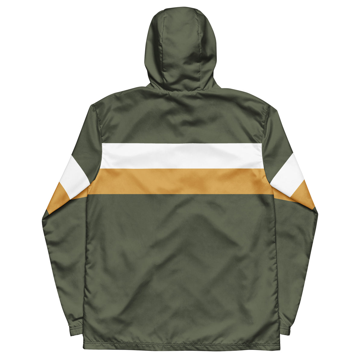 Men’s Olive Green Striped Hooded Windbreaker