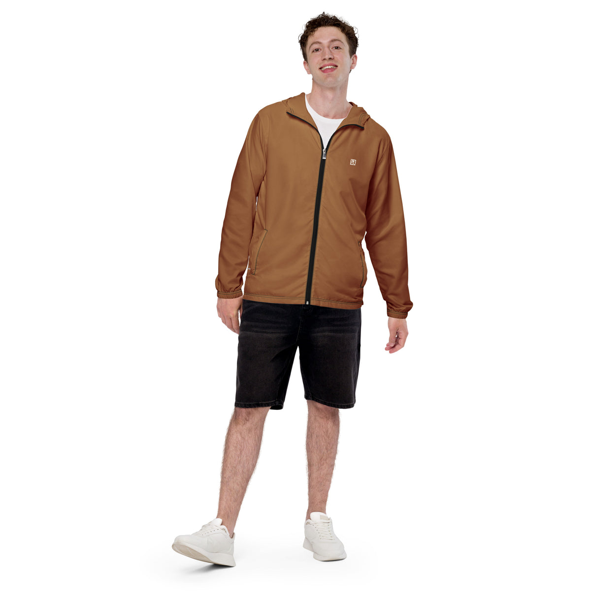 Men’s Classic Brown Hooded Windbreaker