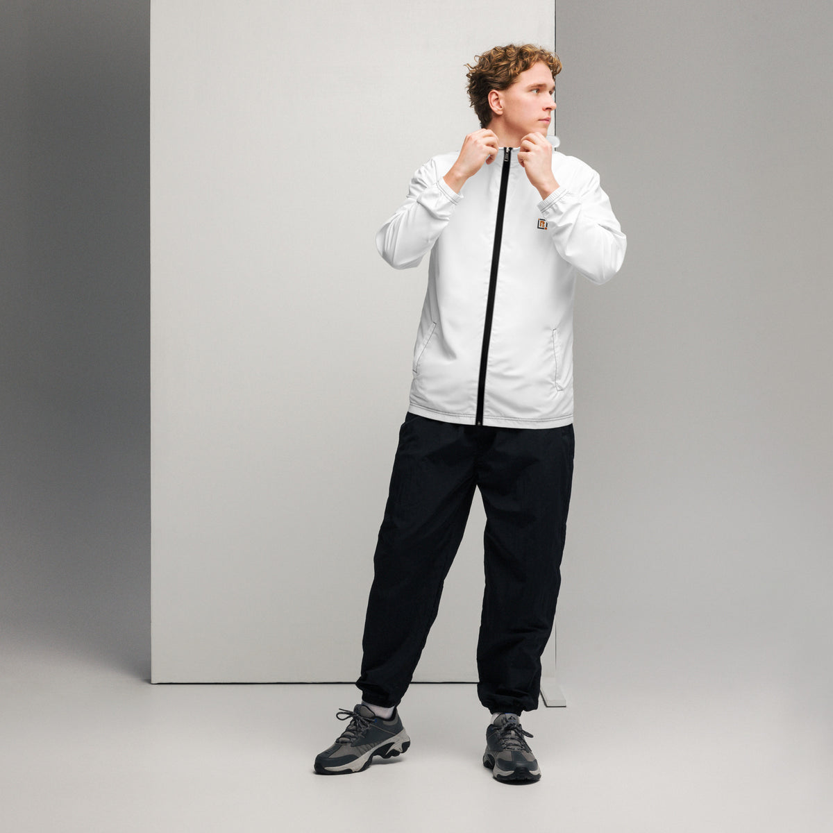 Men’s White ""More Than Cool"" Hooded Windbreaker