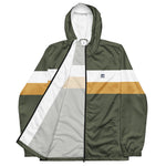 Men’s Olive Green Striped Hooded Windbreaker