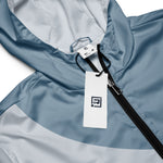 Men’s Blue & Gray Colorblock Hooded Windbreaker