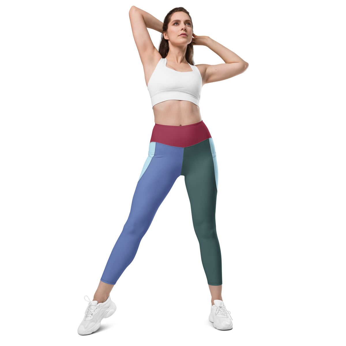 Women’s Multi-Color Block Leggings with Pockets