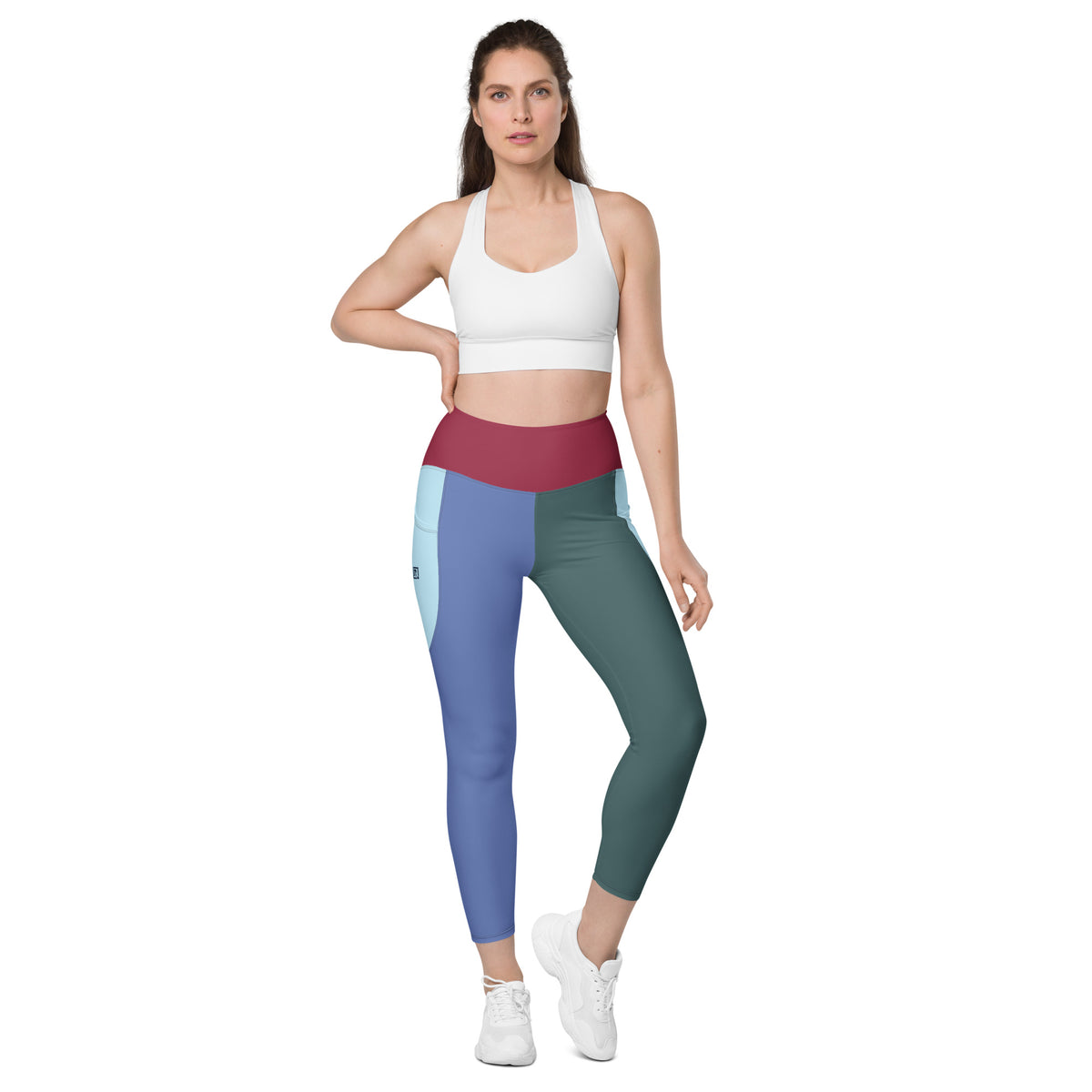 Women’s Multi-Color Block Leggings with Pockets