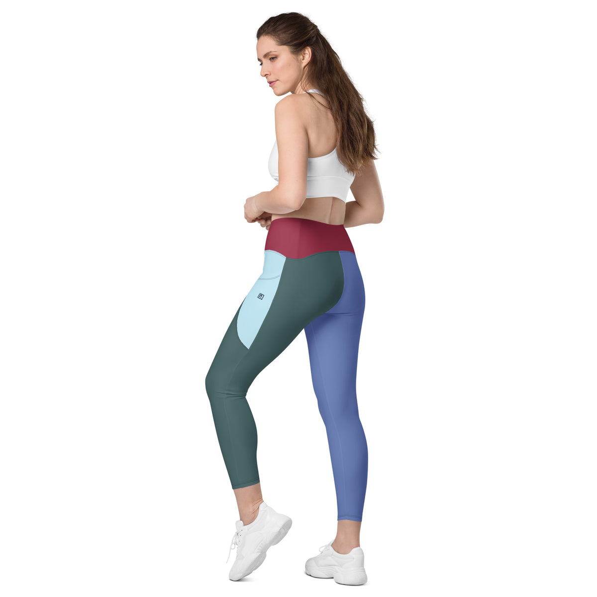 Women’s Multi-Color Block Leggings with Pockets