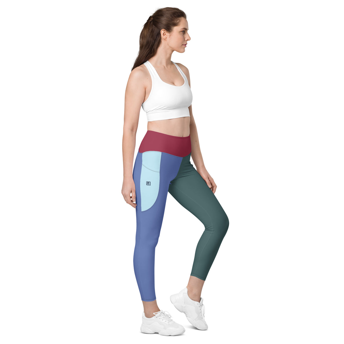 Women’s Multi-Color Block Leggings with Pockets