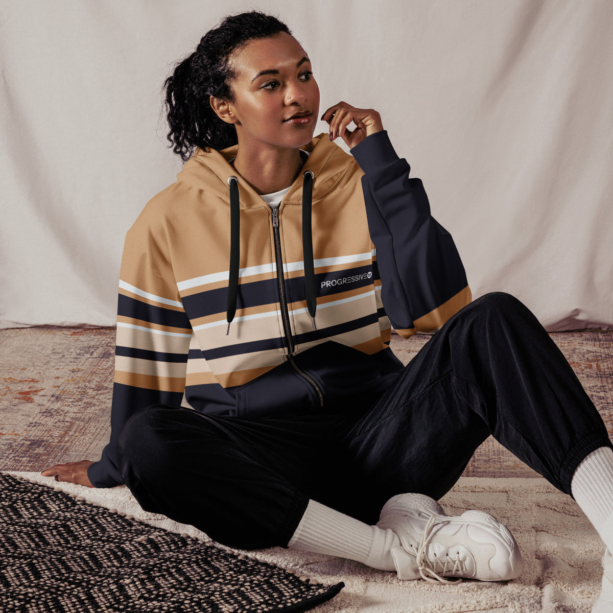 Women’s Striped Zip-Up Hoodie