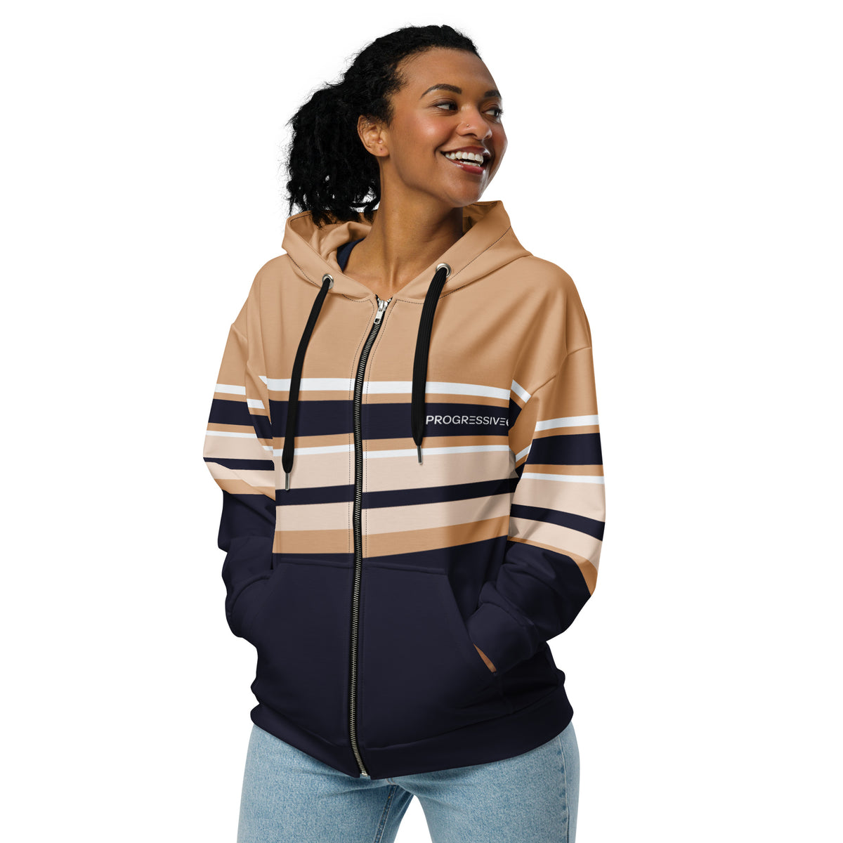 Women’s Striped Zip-Up Hoodie
