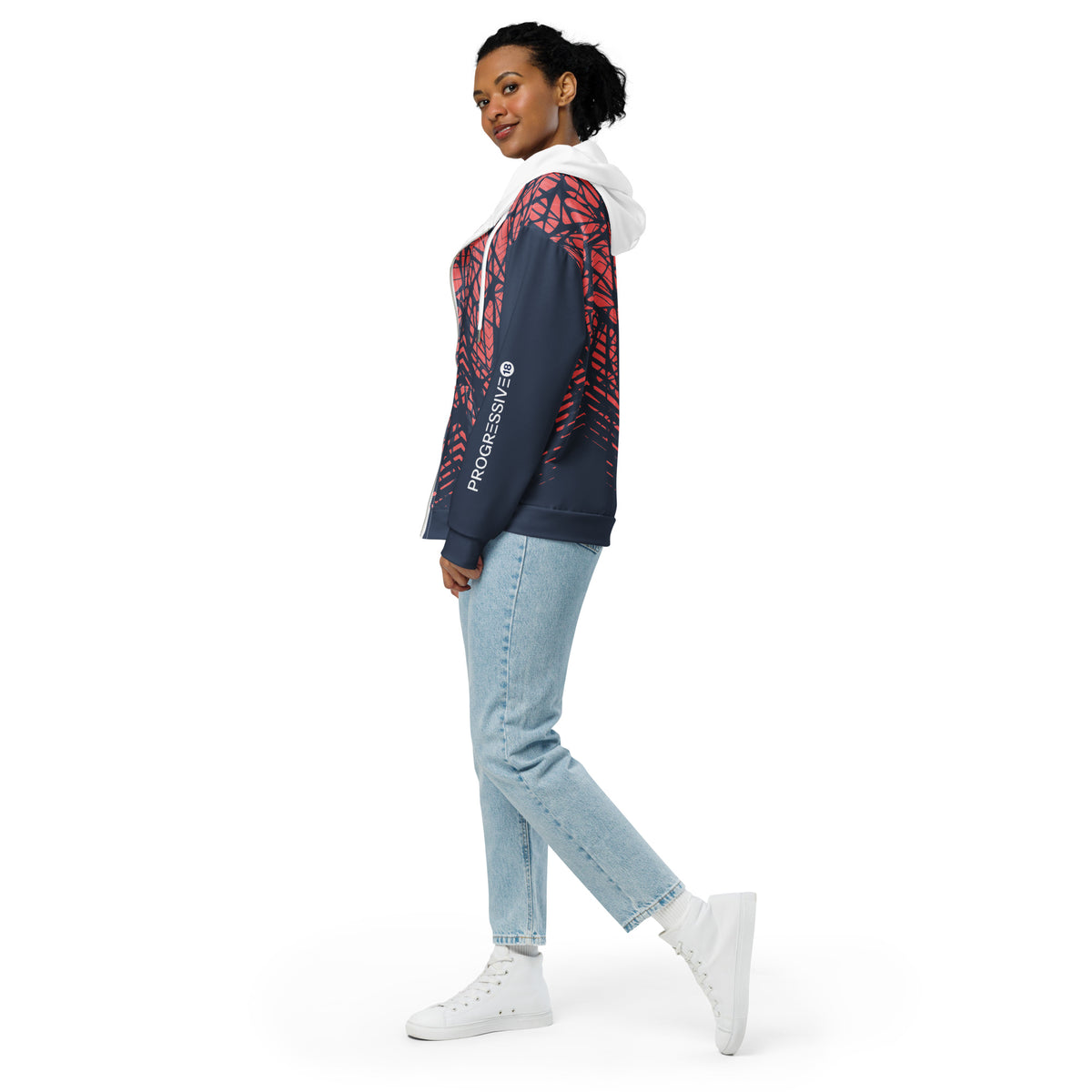 Women’s Abstract Printed Zip-Up Hoodie
