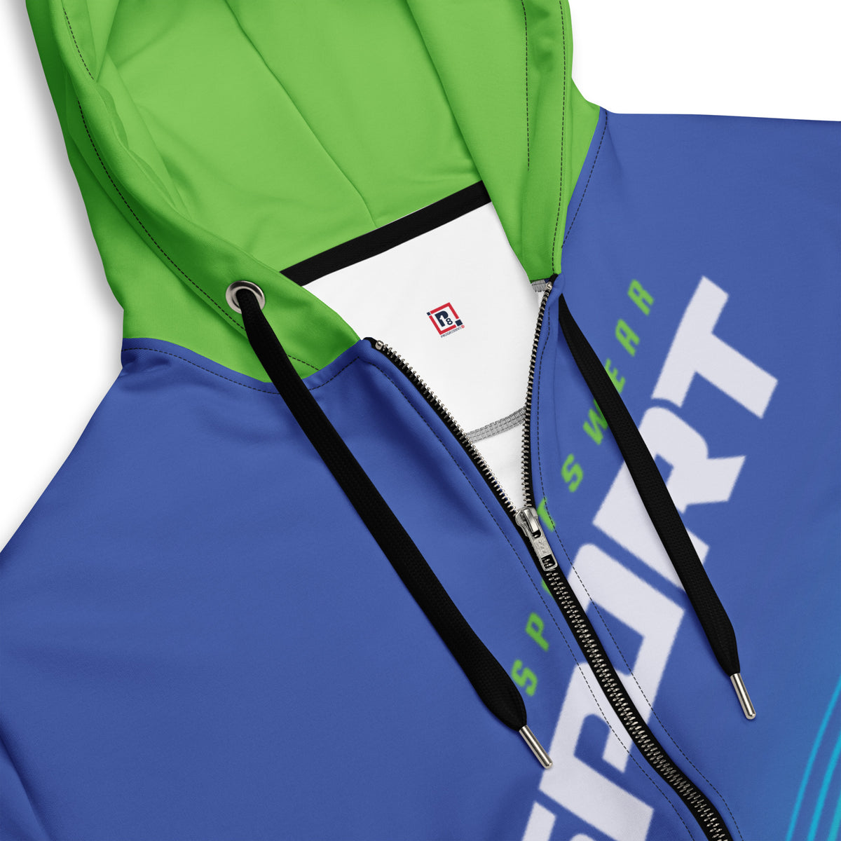 Women’s Blue & Green Sportswear Zip-Up Hoodie