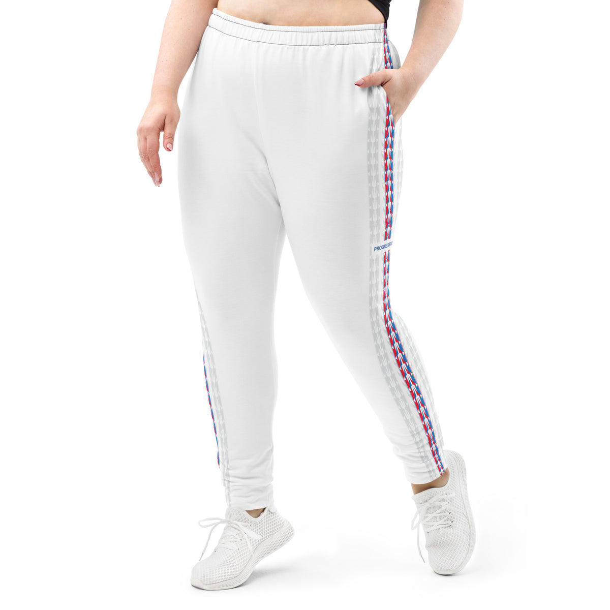 Women’s White Joggers with Side Detail