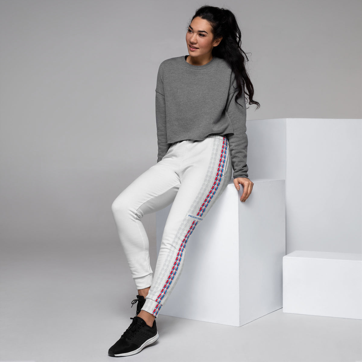 Women’s White Joggers with Side Detail
