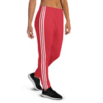 Women's Red Triple-Stripe Joggers