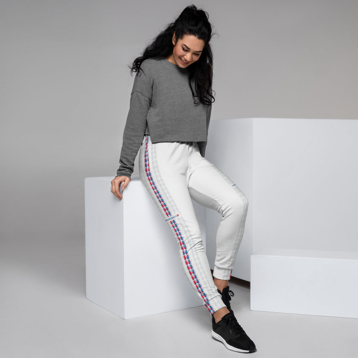 Women’s White Joggers with Side Detail