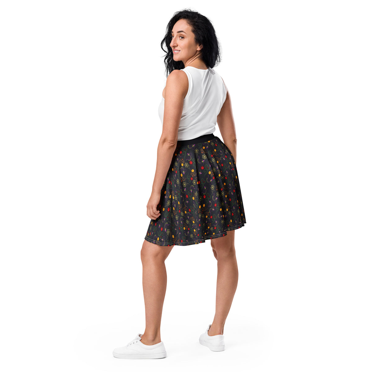 Women's Black Floral Print Skirt